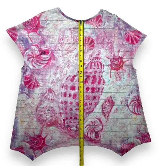 Leoma Lovegrove Pink Paint Series Striped Shell Art Tee with Asymmetrical Hem XL - Picture 4 of 6